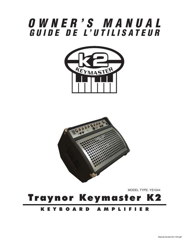 Guide utilisation  TRAYNOR K2  de la marque TRAYNOR