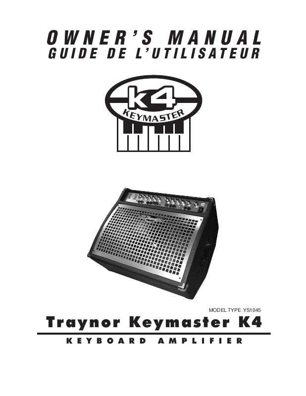 Guide utilisation  TRAYNOR K4  de la marque TRAYNOR