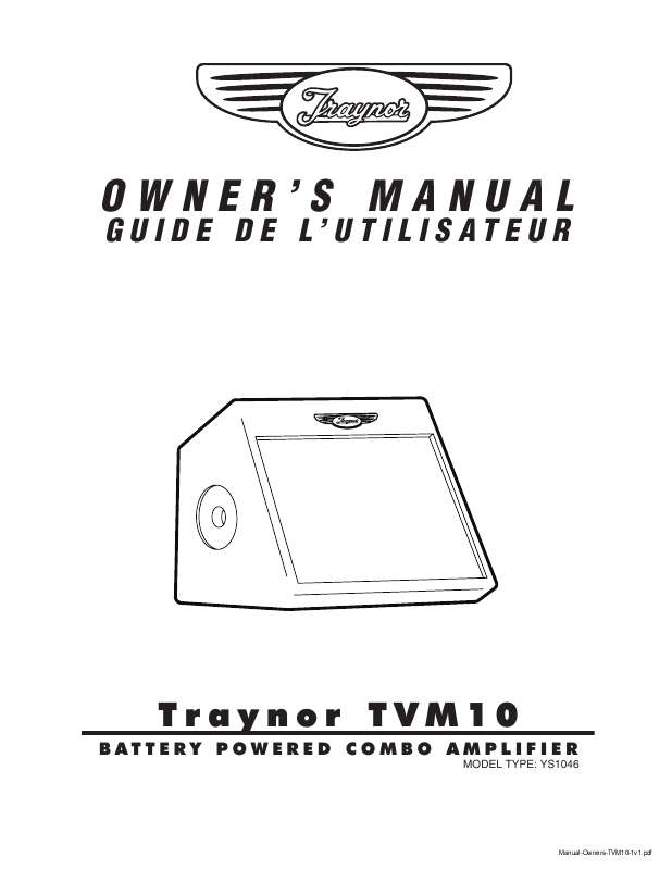 Guide utilisation  TRAYNOR TVM10  de la marque TRAYNOR