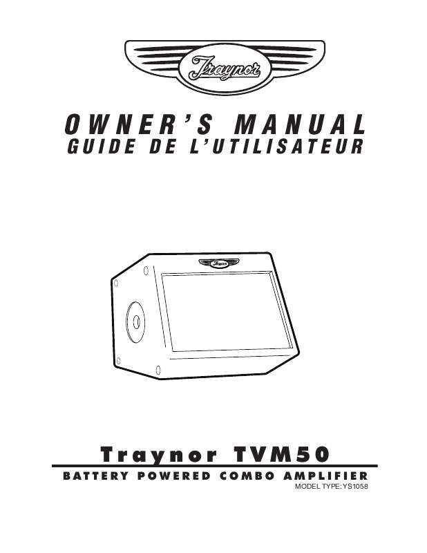 Guide utilisation  TRAYNOR TVM50  de la marque TRAYNOR