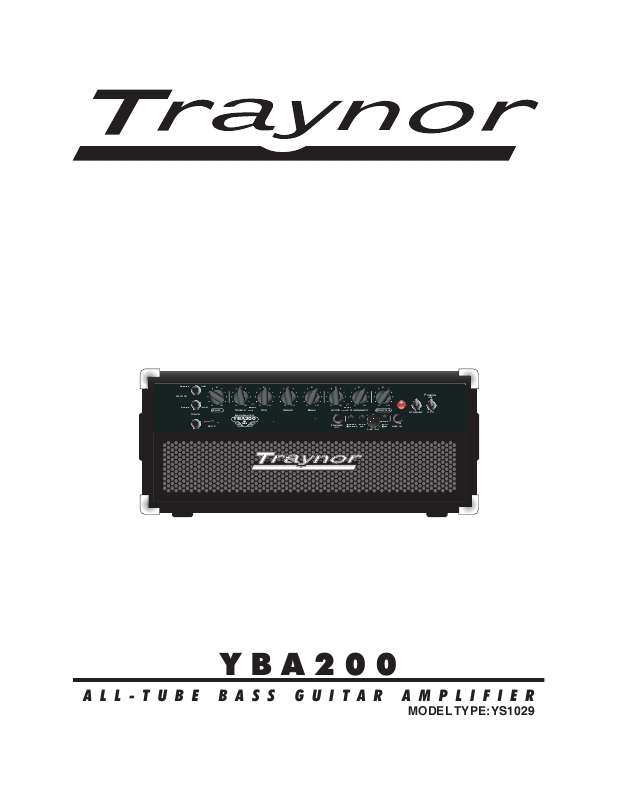 Guide utilisation  TRAYNOR YBA200  de la marque TRAYNOR