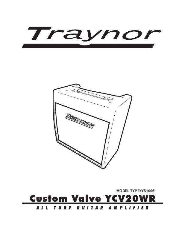 Guide utilisation  TRAYNOR YCV20WR  de la marque TRAYNOR