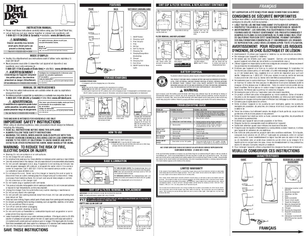 Guide utilisation  DIRTDEVIL M0212  de la marque DIRTDEVIL
