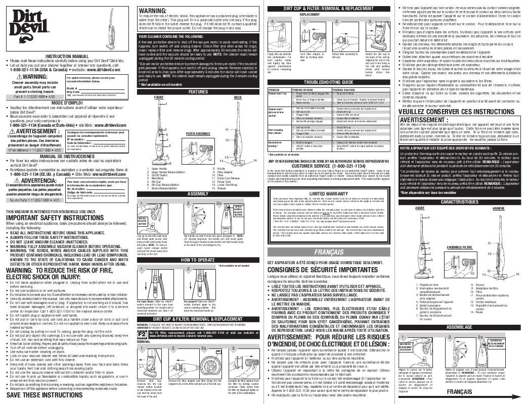 Guide utilisation  DIRTDEVIL M084210  de la marque DIRTDEVIL