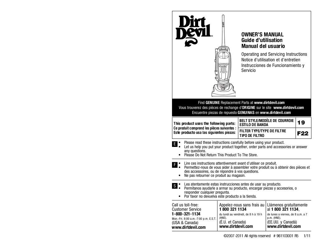 Guide utilisation  DIRTDEVIL M085850RDI  de la marque DIRTDEVIL