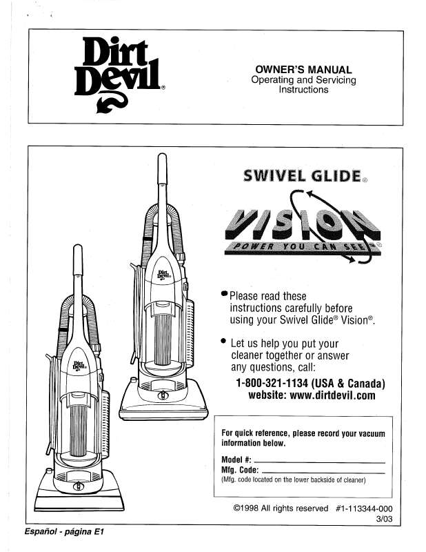 Guide utilisation  DIRTDEVIL M086900  de la marque DIRTDEVIL