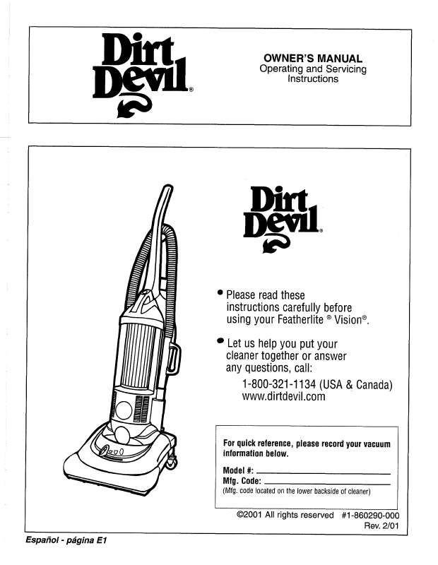 Guide utilisation  DIRTDEVIL M088500  de la marque DIRTDEVIL
