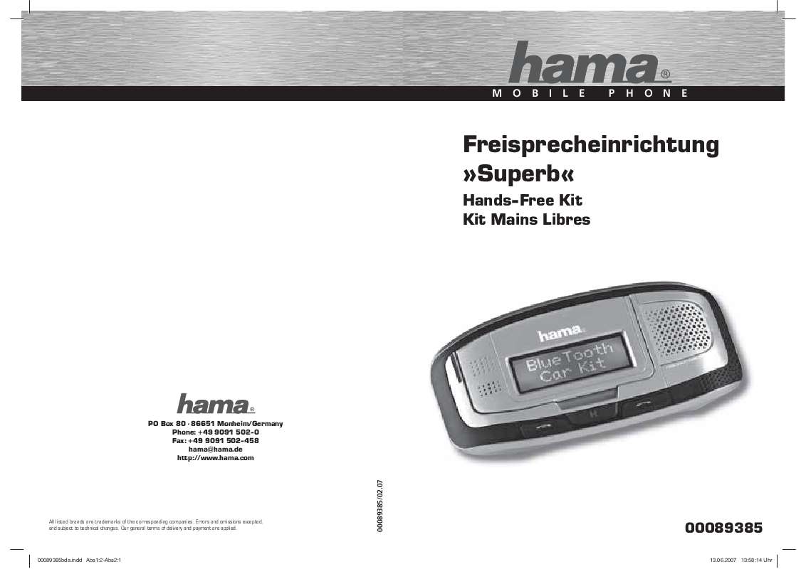 Guide utilisation HAMA SUPERB  de la marque HAMA