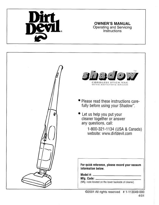 Guide utilisation  DIRTDEVIL M83500  de la marque DIRTDEVIL