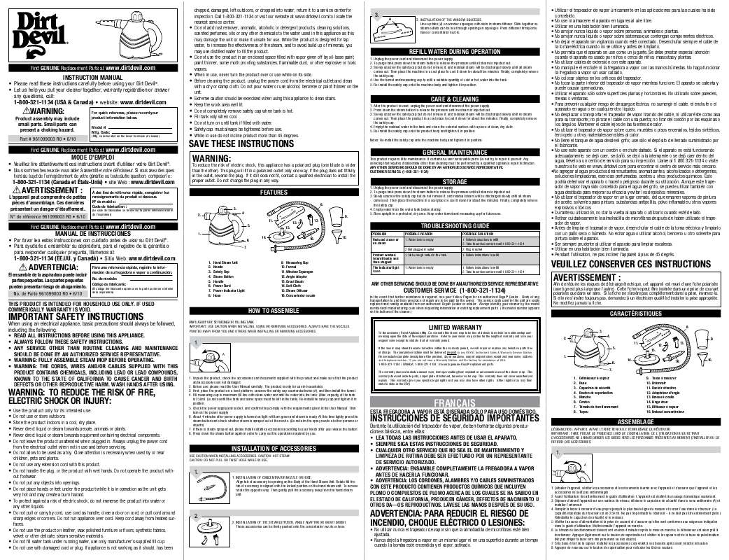 Guide utilisation  DIRTDEVIL PD20005  de la marque DIRTDEVIL