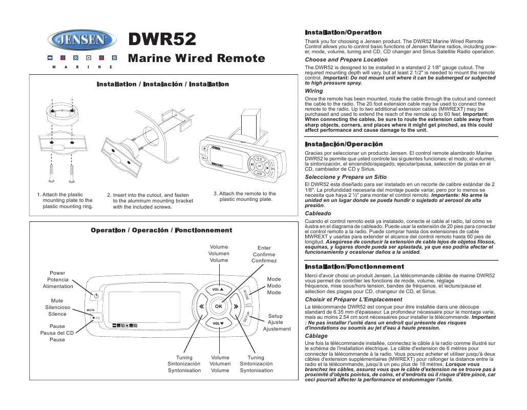 Guide utilisation JENSEN VOYAGER DWR52  de la marque JENSEN