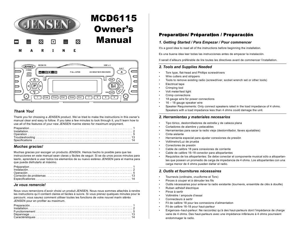 Guide utilisation JENSEN VOYAGER MCD6115  de la marque JENSEN