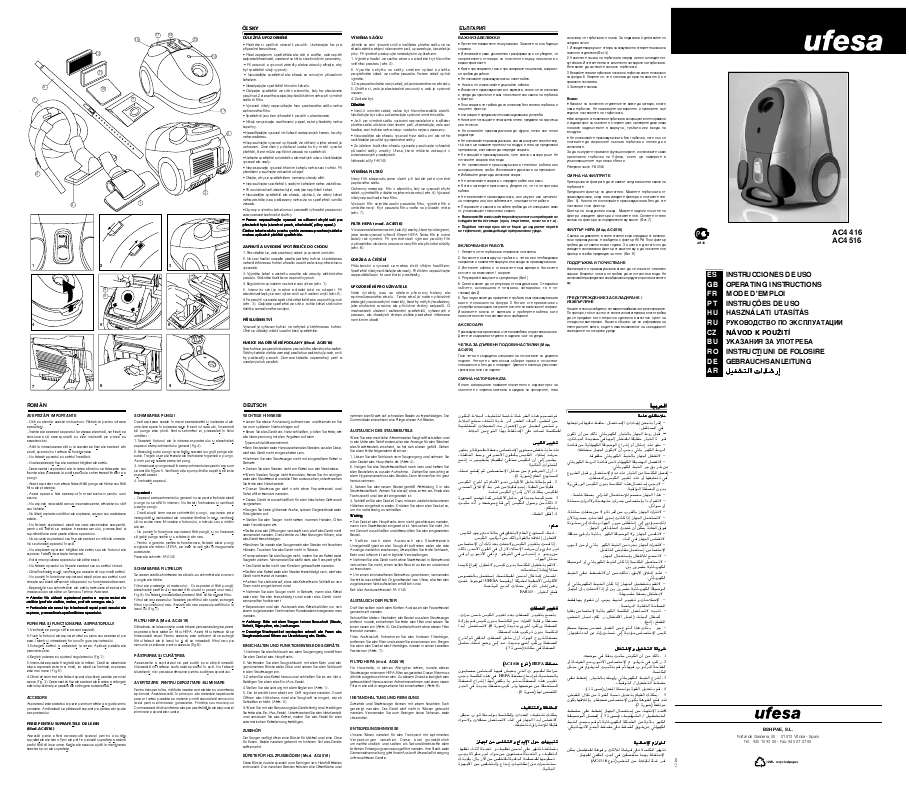 Guide utilisation  UFESA AC4416  de la marque UFESA
