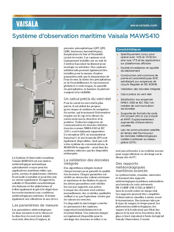 Guide utilisation  VAISALA MAWS410  de la marque VAISALA