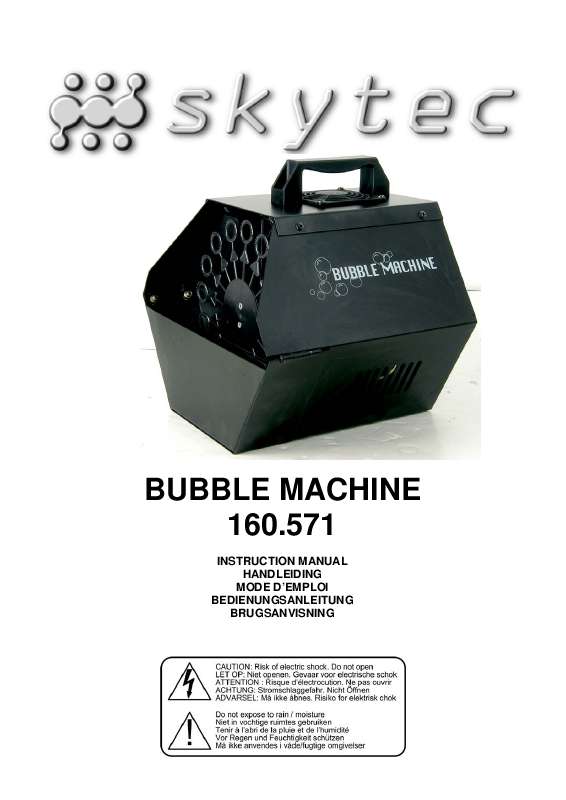 Guide utilisation  SKYTRONIC BUBBLE MACHINE 160.571  de la marque SKYTRONIC