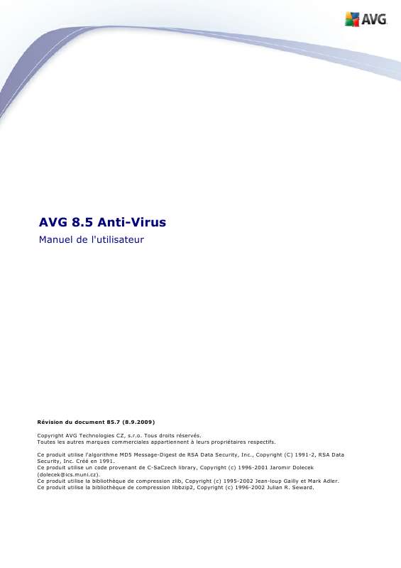 Guide utilisation  AVG AVG 8.5 ANTI-VIRUS  de la marque AVG