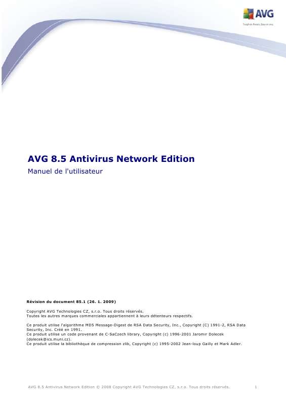Guide utilisation  AVG AVG 8.5 ANTIVIRUS NETWORK EDITION  de la marque AVG