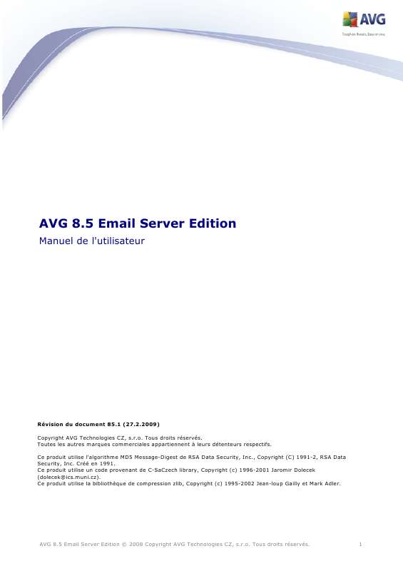 Guide utilisation  AVG AVG 8.5 EMAIL SERVER EDITION  de la marque AVG