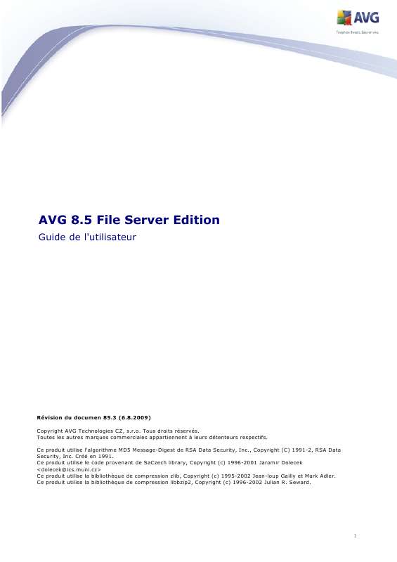 Guide utilisation  AVG AVG 8.5 FILE SERVER EDITION  de la marque AVG
