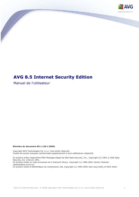 Guide utilisation  AVG AVG 8.5 INTERNET SECURITY EDITION  de la marque AVG