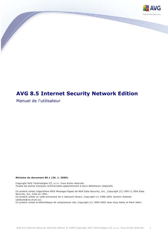 Guide utilisation  AVG AVG 8.5 INTERNET SECURITY NETWORK EDITION  de la marque AVG