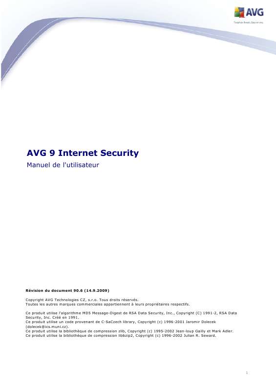 Guide utilisation  AVG AVG 9 INTERNET SECURITY  de la marque AVG