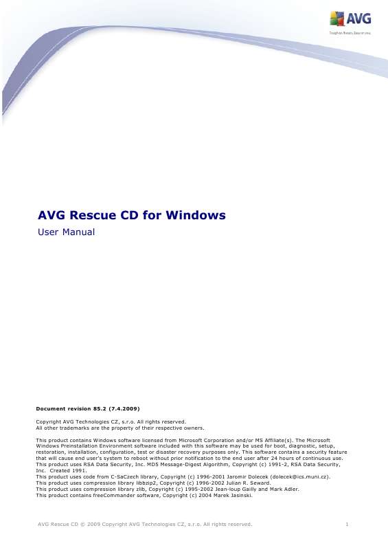 Guide utilisation  AVG AVG RESCUE CD  de la marque AVG