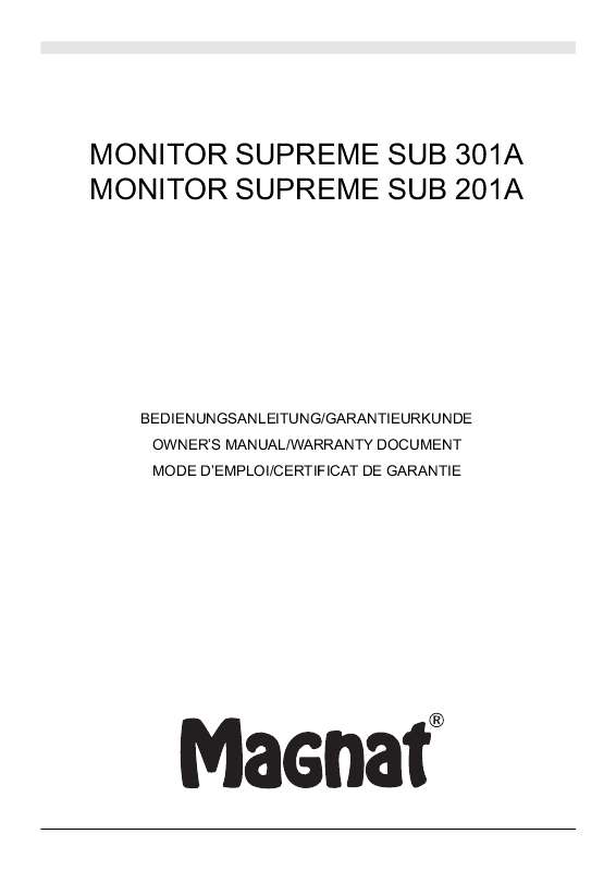 Guide utilisation MAGNAT MONITOR SUPREME SUB 201A  de la marque MAGNAT