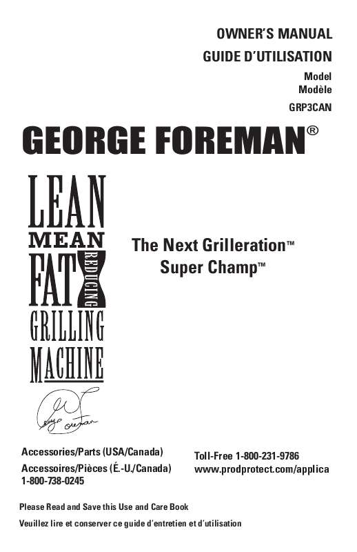 Guide utilisation GEORGE FOREMAN GRP3CAN  de la marque GEORGE FOREMAN