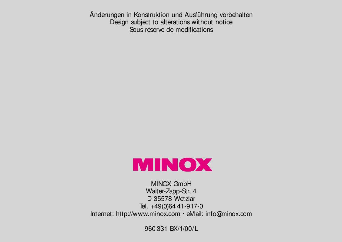 Guide utilisation MINOX MX  de la marque MINOX