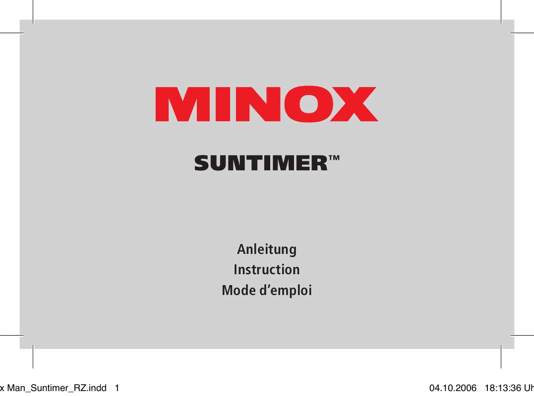 Guide utilisation MINOX SUNTIMER  de la marque MINOX