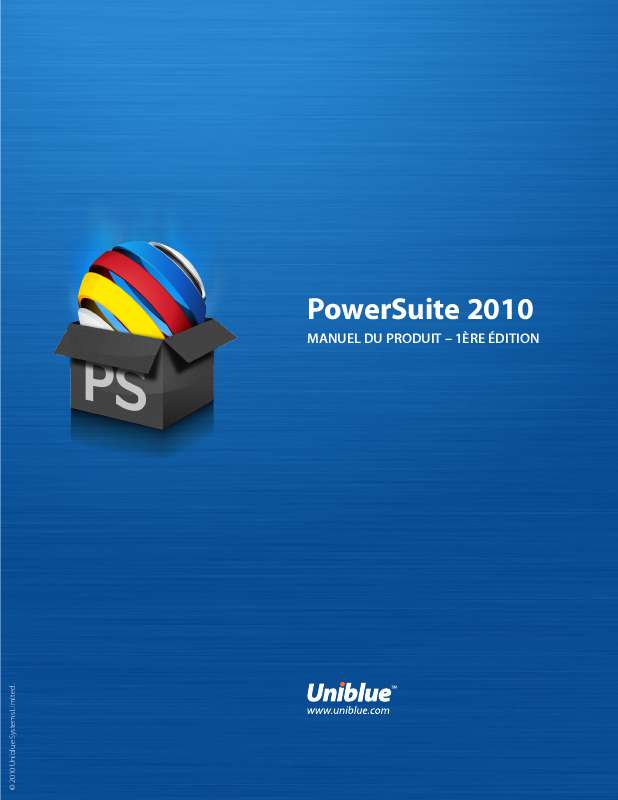 Guide utilisation  UNIBLUE POWERSUITE 2010  de la marque UNIBLUE