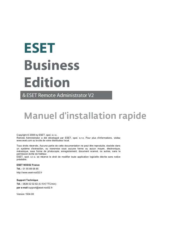 Guide utilisation  ESET BUSINESS EDITION 2008  de la marque ESET