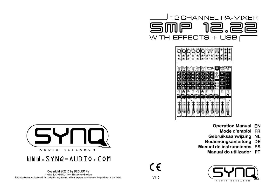 Guide utilisation  SYNQ AUDIO RESEARCH SMP 12.22  de la marque SYNQ AUDIO RESEARCH