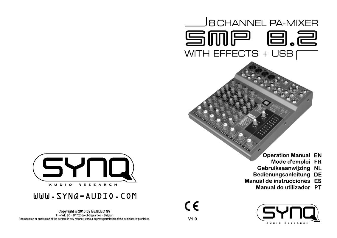Guide utilisation  SYNQ AUDIO RESEARCH SMP 8.2  de la marque SYNQ AUDIO RESEARCH