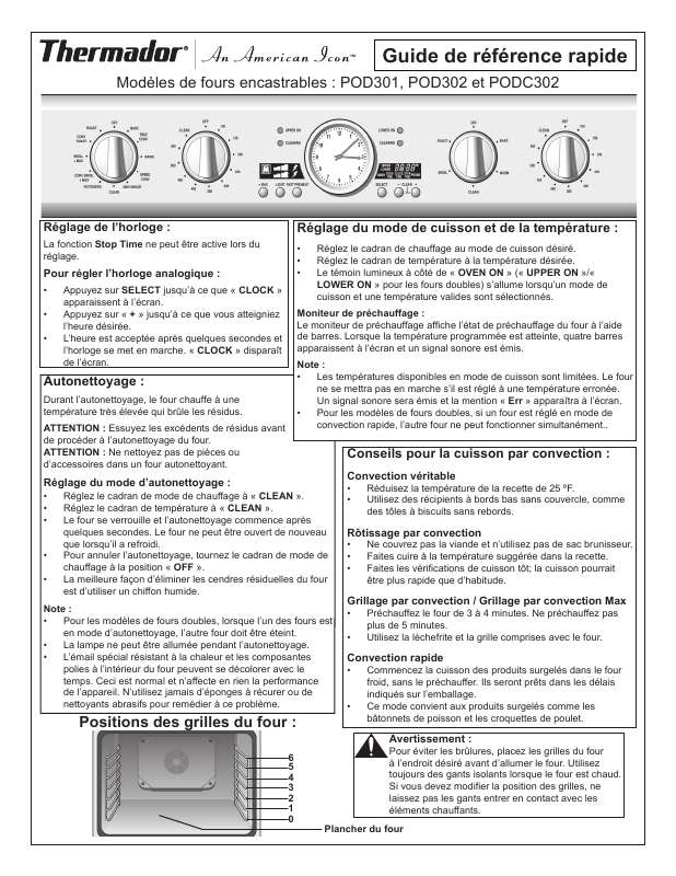 Guide utilisation  THERMADOR PODMW301  de la marque THERMADOR