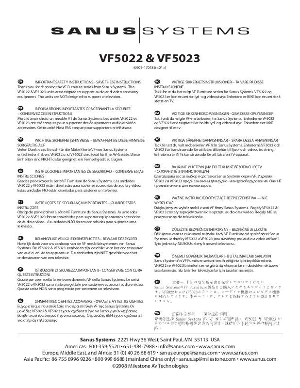 Guide utilisation  SANUS VF5022  de la marque SANUS