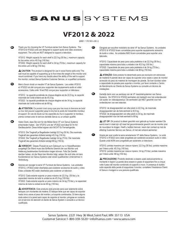 Guide utilisation  SANUS VISIONMOUNT COMPONENT SHELF-VF2021VF2022  de la marque SANUS