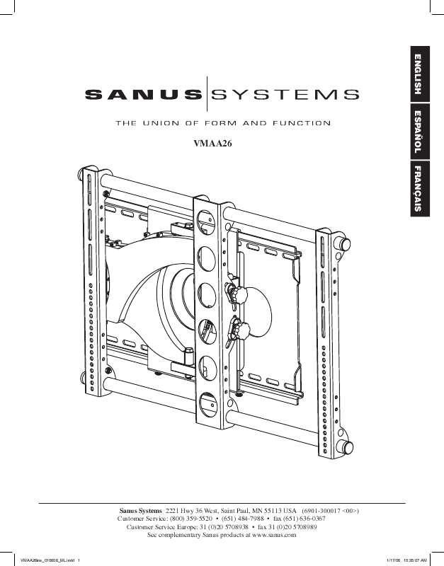 Guide utilisation  SANUS VISIONMOUNT FLAT PANEL WALL MOUNT-VMAA26  de la marque SANUS