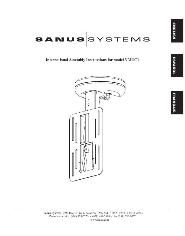 Guide utilisation  SANUS VISIONMOUNT UNDER CABINET MOUNT-VMUC1  de la marque SANUS