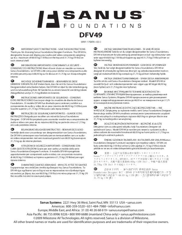 Guide utilisation  SANUS DFV49  de la marque SANUS