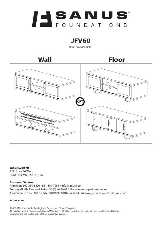 Guide utilisation  SANUS JFV60  de la marque SANUS