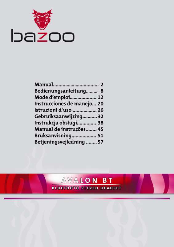 Guide utilisation  BAZOO AVALON BT  de la marque BAZOO