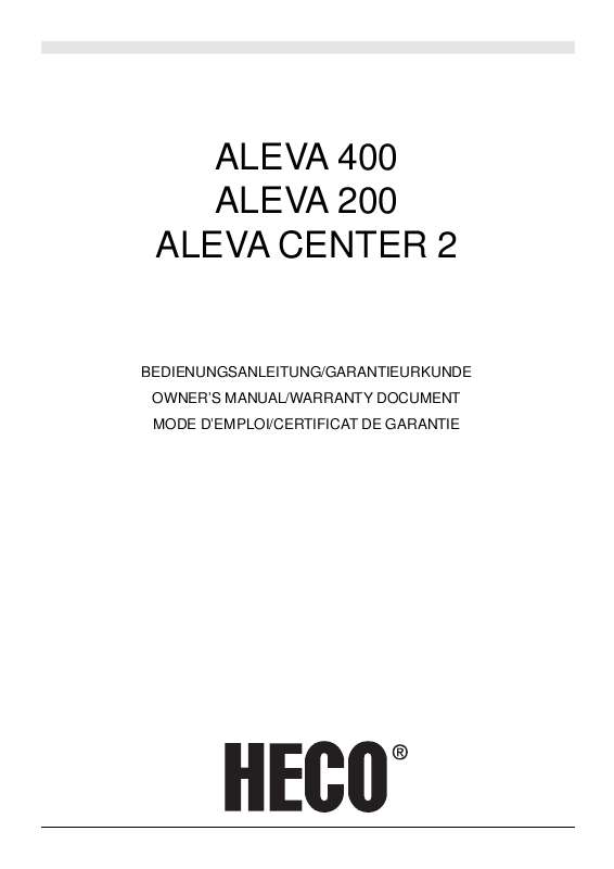 Guide utilisation  HECO ALEVA 200  de la marque HECO