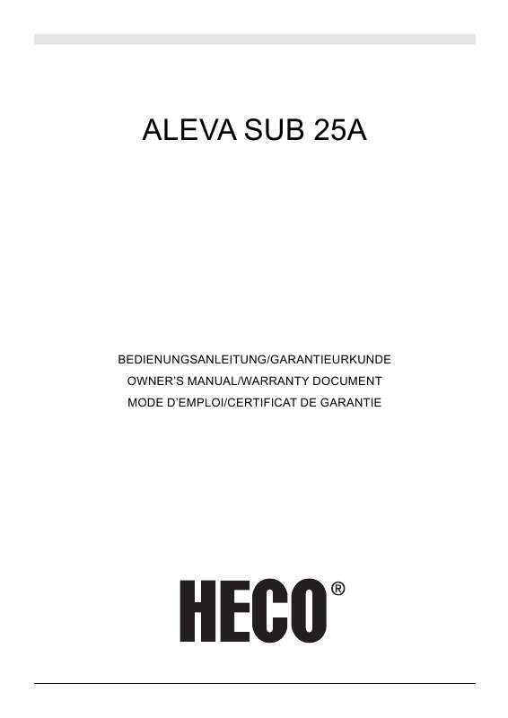 Guide utilisation  HECO ALEVA SUB 25A  de la marque HECO