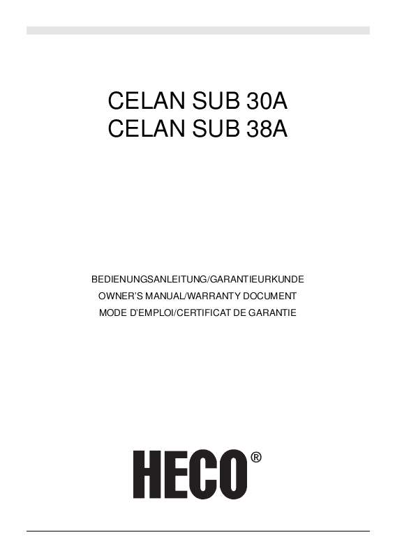 Guide utilisation  HECO CELAN SUB 30A  de la marque HECO