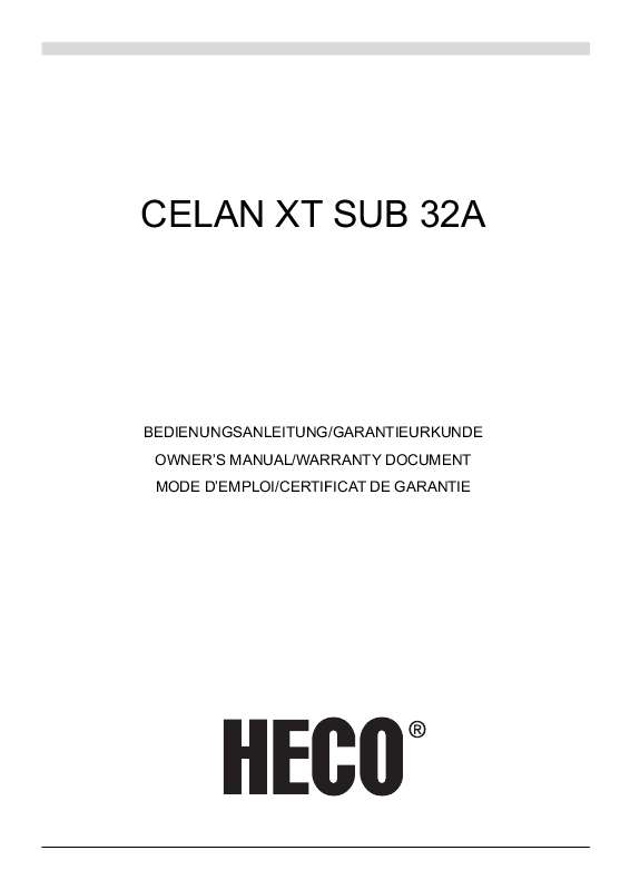 Guide utilisation  HECO CELAN XT SUB 32A  de la marque HECO