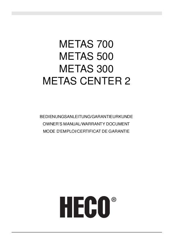 Guide utilisation  HECO METAS 300  de la marque HECO