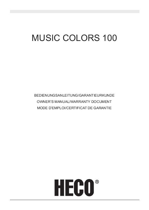 Guide utilisation  HECO MUSIC COLORS 100  de la marque HECO