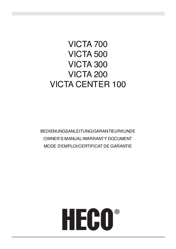 Guide utilisation  HECO VICTA 200  de la marque HECO